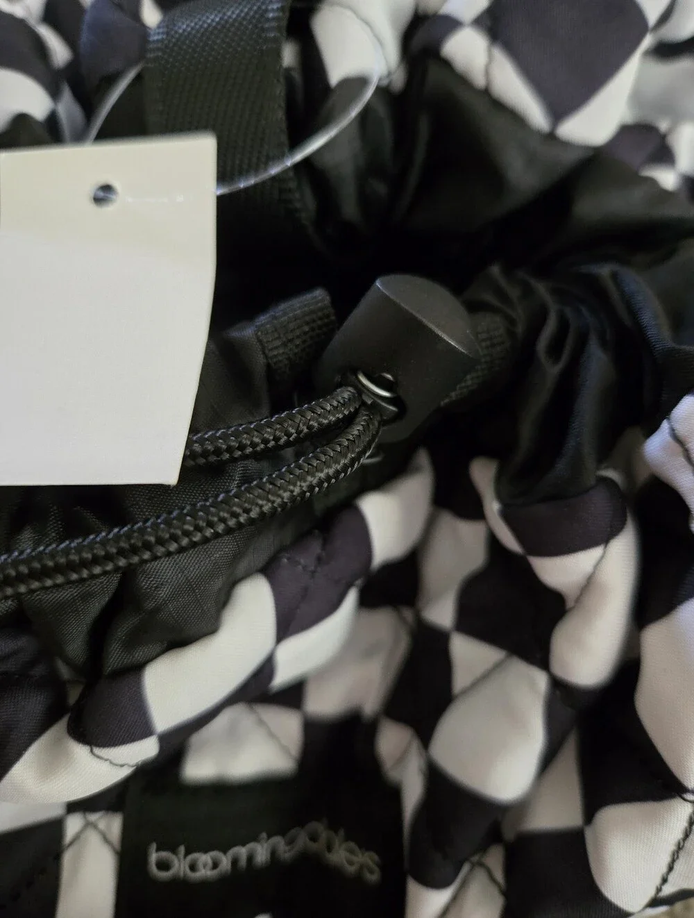 NWT Bloomingdales Black And White Checkered Makeup Toiletry Pouch Travel Bag